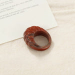 Retro Croissant Statement Ring - Handcrafted Natural Stone & Artisanal Glass - floysun