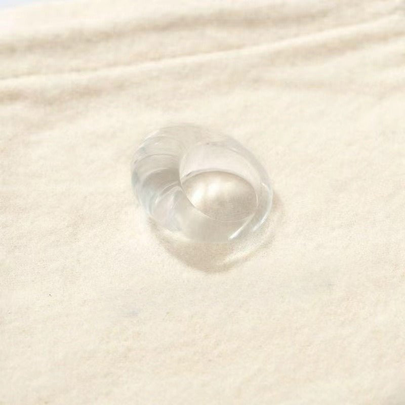 Retro Croissant Statement Ring - Handcrafted Natural Stone & Artisanal Glass - floysun