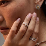 Retro Four - Leaf Clover Cross Open Ring - Geometric Minimalist Band - floysun