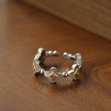 Retro Four - Leaf Clover Cross Open Ring - Geometric Minimalist Band - floysun