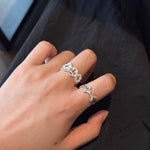 Retro Four - Leaf Clover Cross Open Ring - Geometric Minimalist Band - floysun