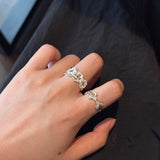Retro Four - Leaf Clover Cross Open Ring - Geometric Minimalist Band - floysun