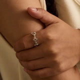 Retro Four - Leaf Clover Cross Open Ring - Geometric Minimalist Band - floysun