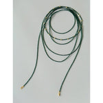 Retro Green Glass Bead Long Necklace – Convertible Layering Strand - floysun
