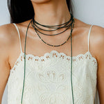 Retro Green Glass Bead Long Necklace – Convertible Layering Strand - floysun