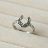 Retro Grunge Starburst & Charm Ring - Handcrafted S925 Sterling Silver Ring with Fuchsia CZ - floysun