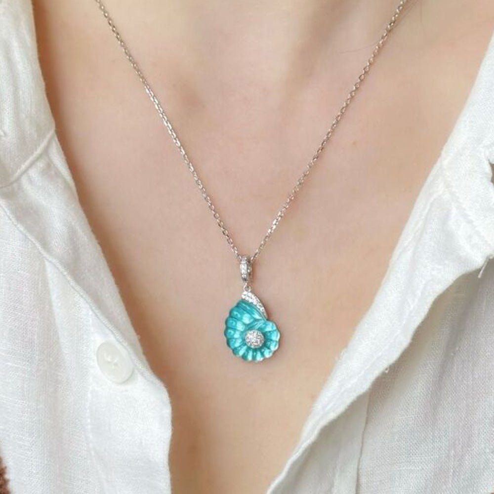 Retro Nautical - Style Conch Pendant Necklace — Natural Crystal Necklace - floysun