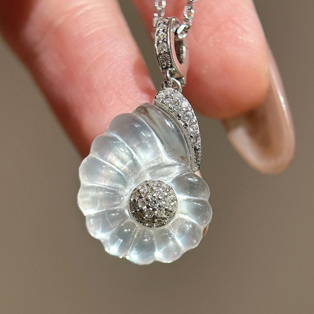 Retro Nautical - Style Conch Pendant Necklace — Natural Crystal Necklace - floysun