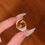 Retro Old Money Heart Citrine Statement Ring - Textured 18K Gold Plated S925 Silver Band - floysun
