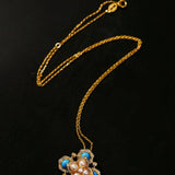 Retro Turquoise Clover Pearl Pendant Necklace - floysun