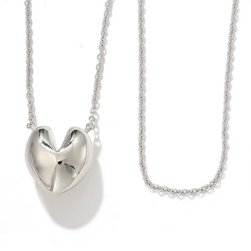 Reversible Enamel Heart Pendant Extra-Long Necklace - floysun