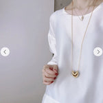 Reversible Enamel Heart Pendant Extra-Long Necklace - floysun