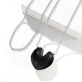 Reversible Enamel Heart Pendant Extra-Long Necklace - floysun