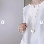 Reversible Enamel Heart Pendant Extra-Long Necklace - floysun