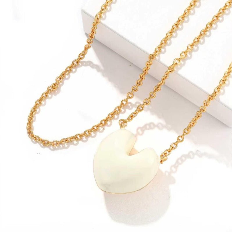 Reversible Enamel Heart Pendant Extra-Long Necklace - floysun