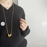 Reversible Enamel Heart Pendant Extra-Long Necklace - floysun
