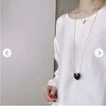 Reversible Enamel Heart Pendant Extra-Long Necklace - floysun