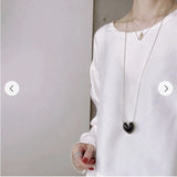 Reversible Enamel Heart Pendant Extra-Long Necklace - floysun