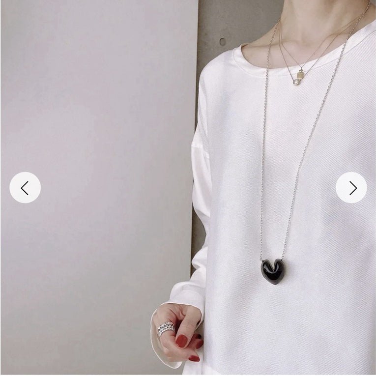 Reversible Enamel Heart Pendant Extra-Long Necklace - floysun