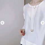 Reversible Enamel Heart Pendant Extra-Long Necklace - floysun