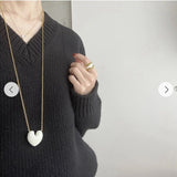 Reversible Enamel Heart Pendant Extra-Long Necklace - floysun