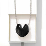 Reversible Enamel Heart Pendant Extra-Long Necklace - floysun