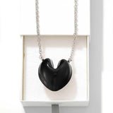 Reversible Enamel Heart Pendant Extra-Long Necklace - floysun