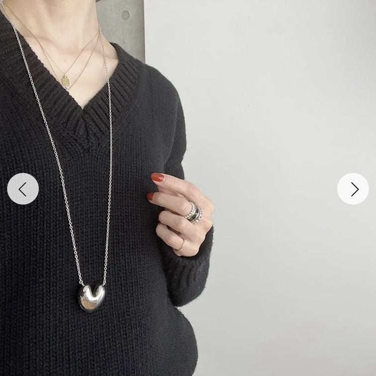 Reversible Enamel Heart Pendant Extra-Long Necklace - floysun