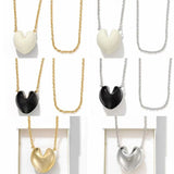 Reversible Enamel Heart Pendant Extra-Long Necklace - floysun
