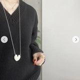 Reversible Enamel Heart Pendant Extra-Long Necklace - floysun