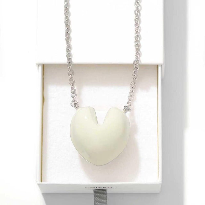Reversible Enamel Heart Pendant Extra-Long Necklace - floysun