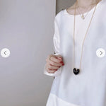 Reversible Enamel Heart Pendant Extra-Long Necklace - floysun