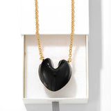 Reversible Enamel Heart Pendant Extra-Long Necklace - floysun