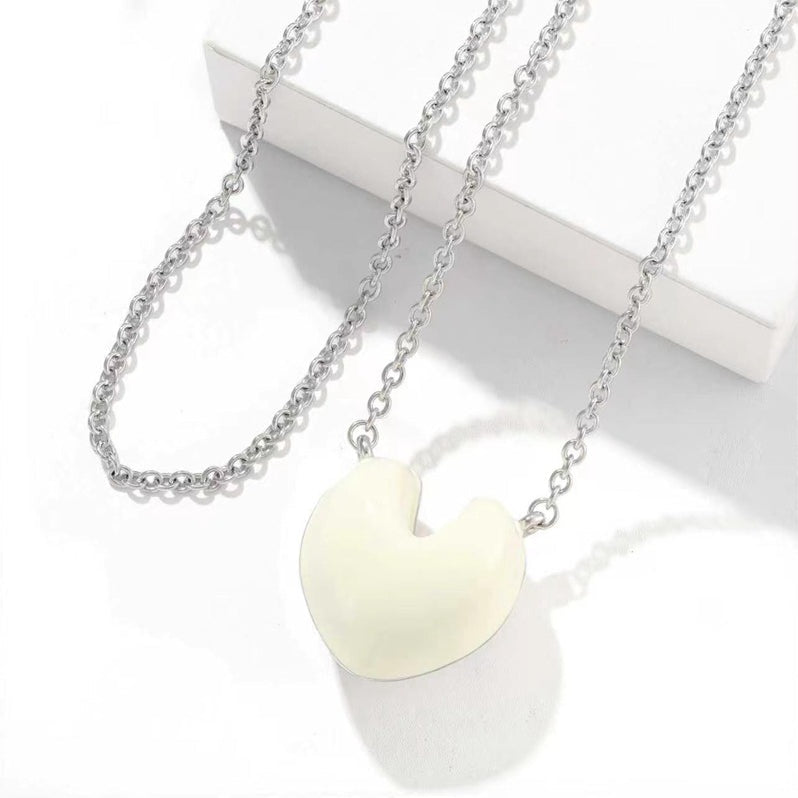 Reversible Enamel Heart Pendant Extra-Long Necklace - floysun