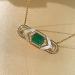 Rhombus Emerald & White Mother of Pearl Necklace - floysun