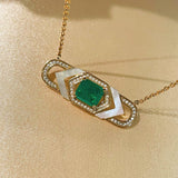 Rhombus Emerald & White Mother of Pearl Necklace - floysun