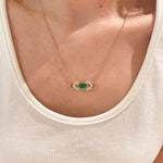 Rhombus Emerald & White Mother of Pearl Necklace - floysun
