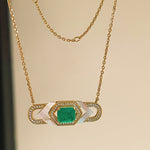 Rhombus Emerald & White Mother of Pearl Necklace - floysun