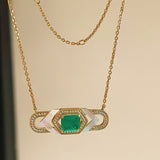 Rhombus Emerald & White Mother of Pearl Necklace - floysun