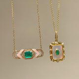 Rhombus Emerald & White Mother of Pearl Necklace - floysun