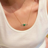 Rhombus Emerald & White Mother of Pearl Necklace - floysun
