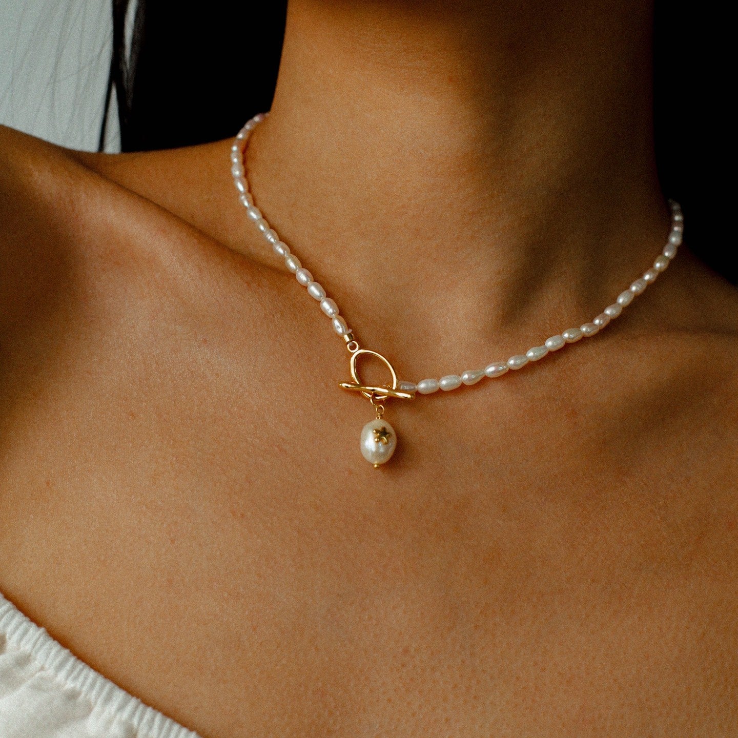 Rice Pearl OT Necklace - floysun