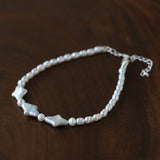 Romantic Baroque Star Pearl Bracelet - Dainty Hand - Strung Celestial Charm Bangle - floysun