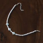 Romantic Baroque Star Pearl Bracelet - Dainty Hand - Strung Celestial Charm Bangle - floysun