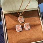 Romantic Cushion Cut Synthetic Pink Diamond Sugar Cube Stud Earrings - floysun