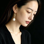 Romantic Enamel Tulip Drop Earrings - Vintage 18K Gold Floral Dangle Studs - floysun