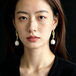 Romantic Enamel Tulip Drop Earrings - Vintage 18K Gold Floral Dangle Studs - floysun