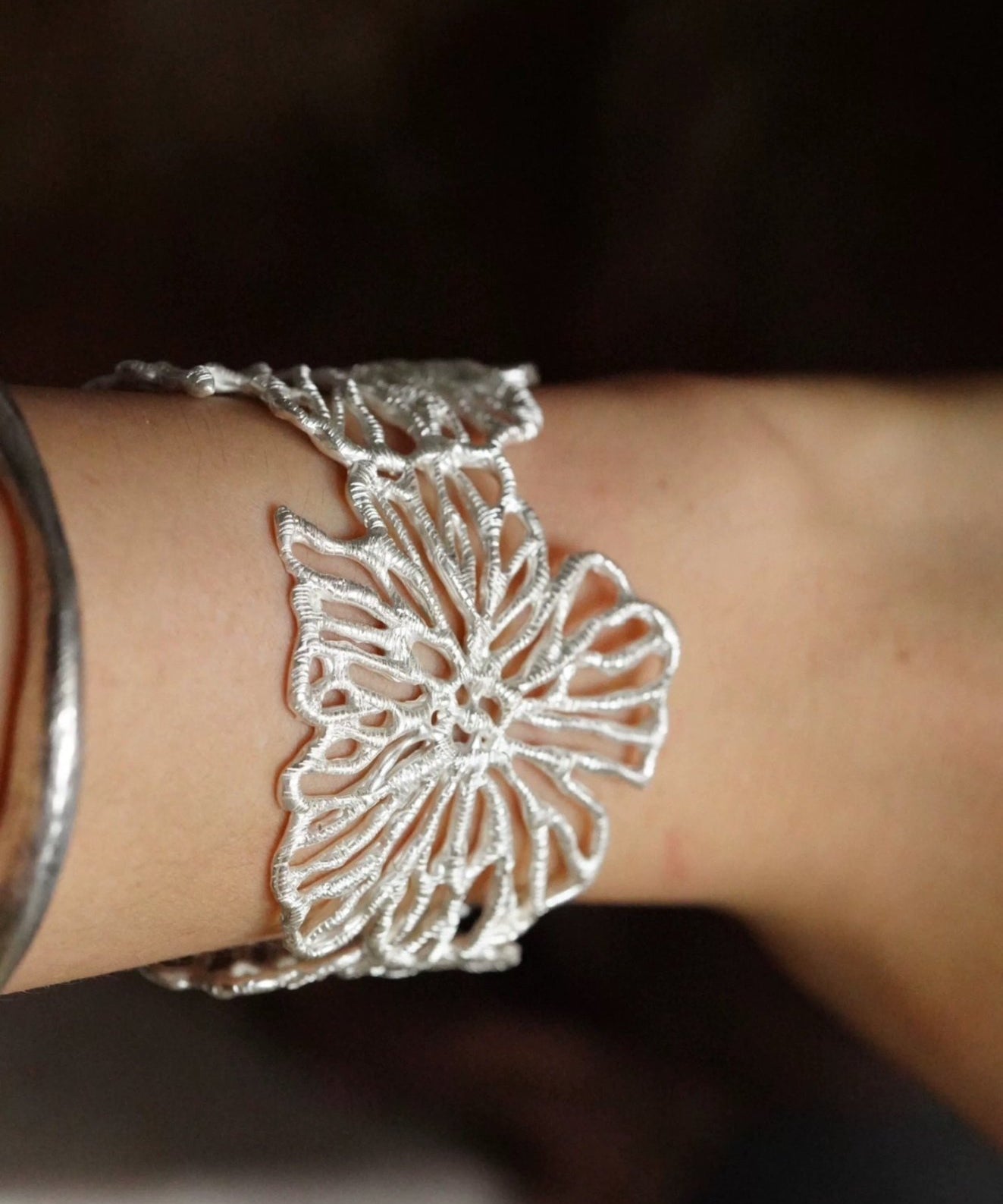 Romantic Lace Flower Open Cuff Bracelet - floysun