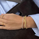Romantic Micro Pearl Beaded Bracelet - Delicate 18K Gold Faceted Chain Bangle - floysun