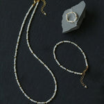 Romantic Micro Pearl Beaded Bracelet - Delicate 18K Gold Faceted Chain Bangle - floysun